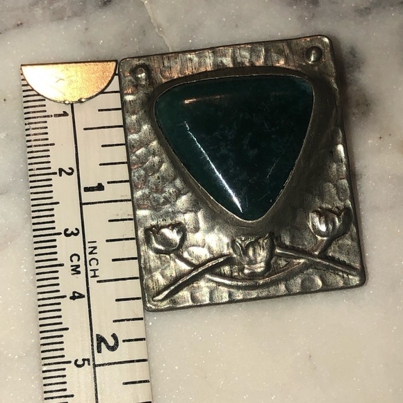 𝅺antique Sterling Scottish Agate Brooch w Raised Intertwined Thistle Motif 1.7” - Picture 6 of 7